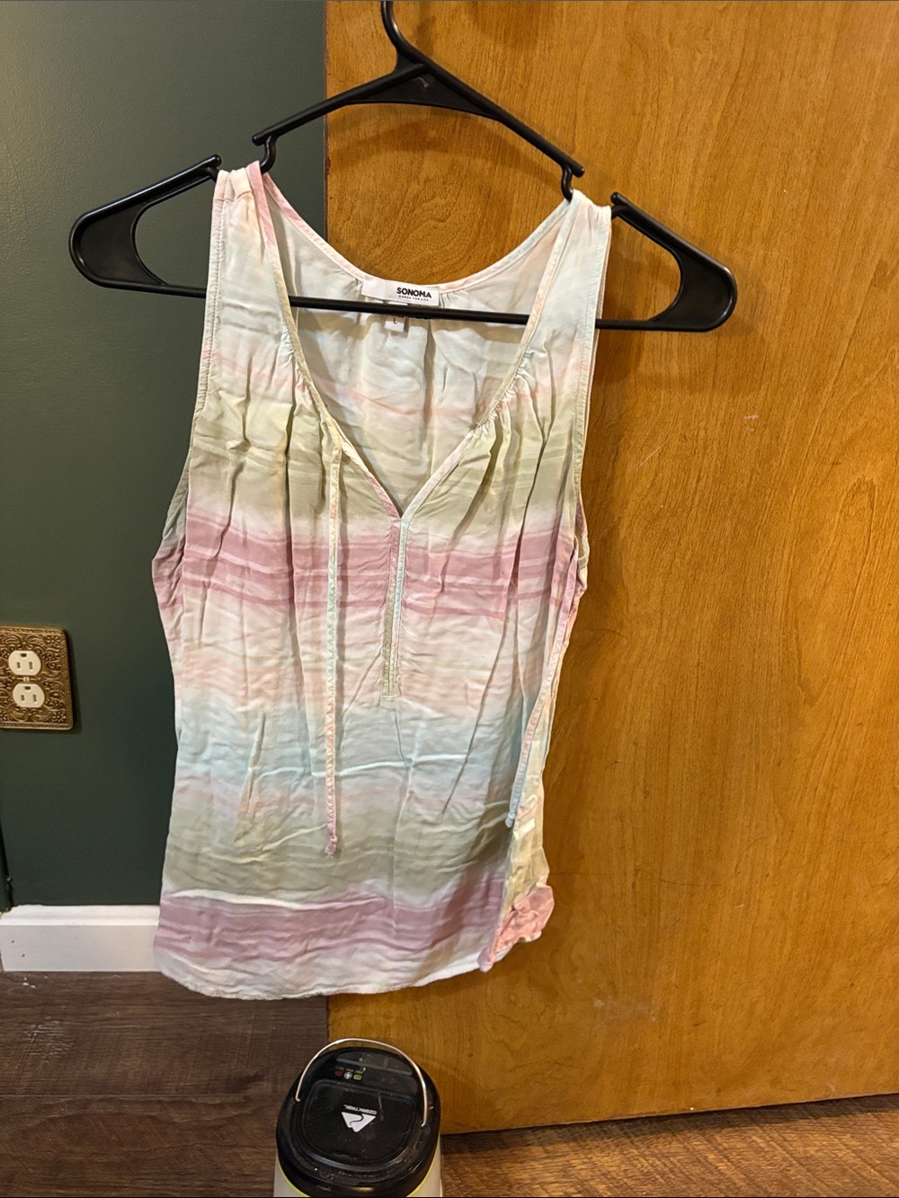 Sonoma Pastel Stripe Sleeveless V-Neck Tank Top